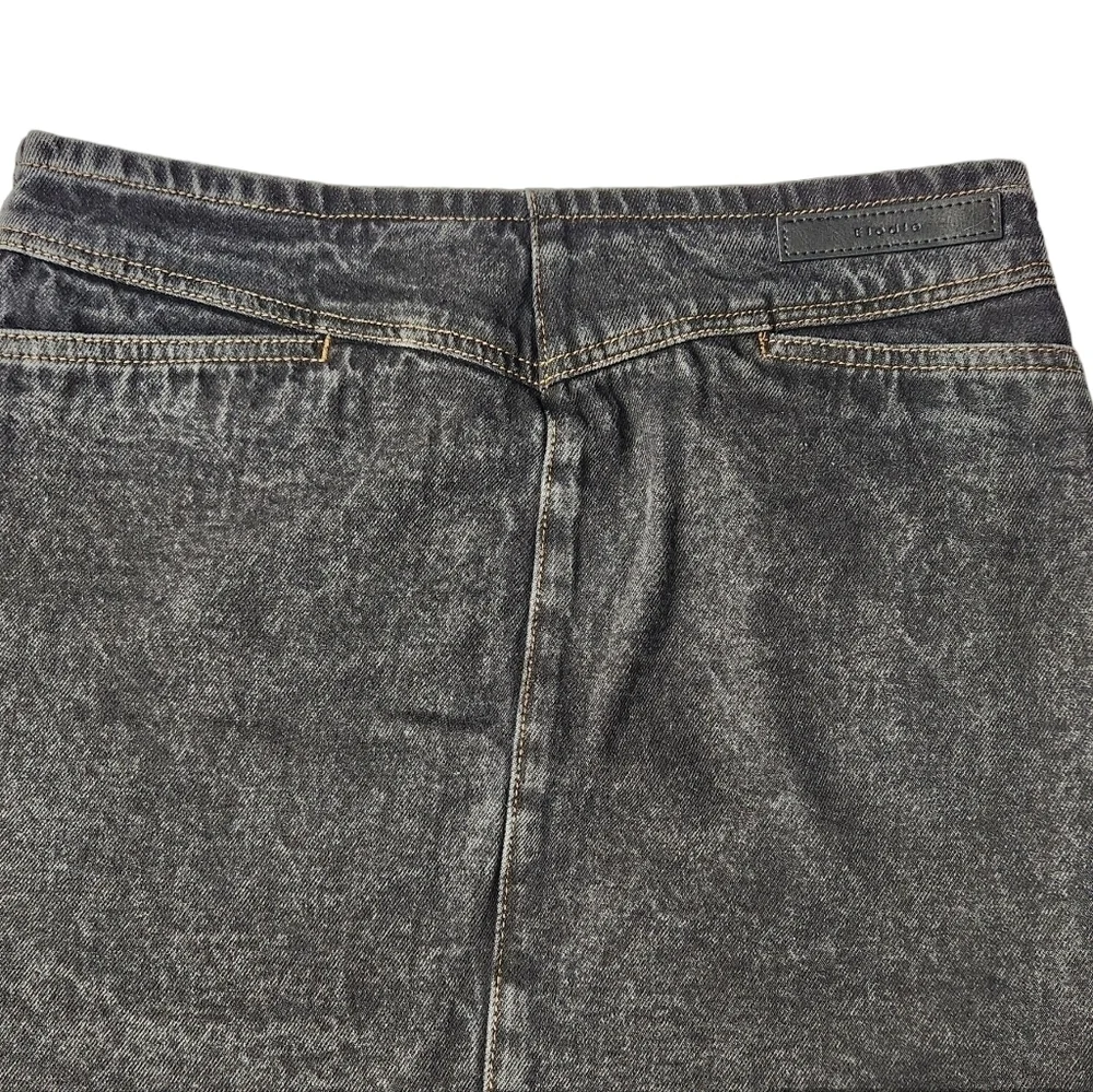 Elodie Midi Skirt Womens M High Waisted Faded Black Denim Y2K